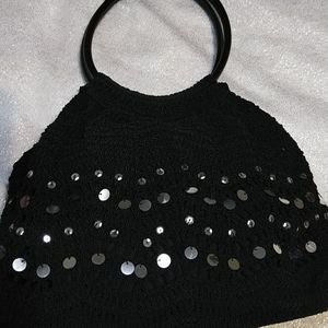 🌺👜NWOT AMANDA SMITH BLACK CROCHET W/SEQUIN PURSE